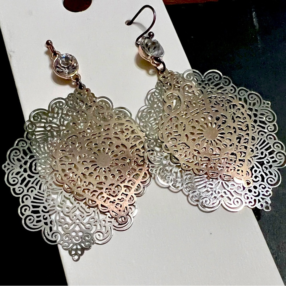 Express Earrings Drop Two Toned